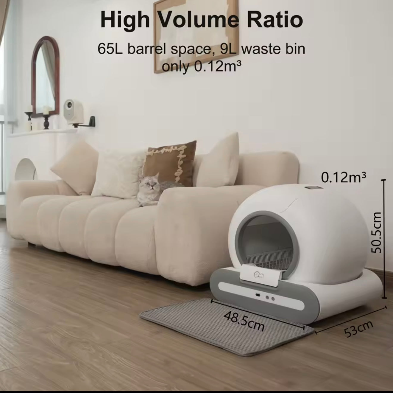 KittyCloud Automatic Cat Litter Box Self Cleaning with App Control & Cat Litter Mat Smart Cat Toilet for Multiple Large Cats