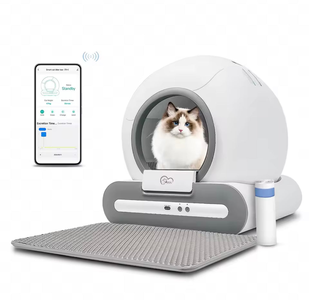 KittyCloud Automatic Cat Litter Box Self Cleaning with App Control & Cat Litter Mat Smart Cat Toilet for Multiple Large Cats